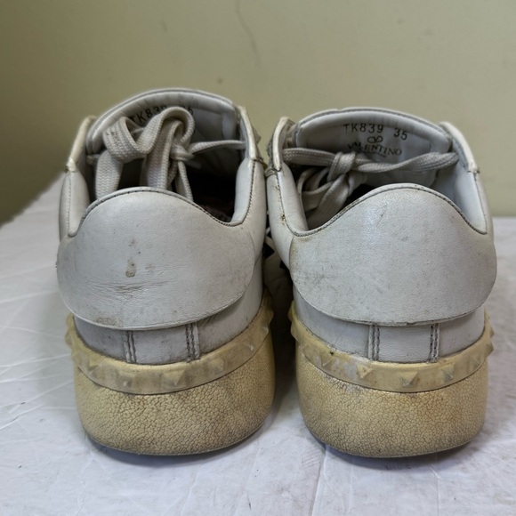 Valentino Garavani Rockstud Leather Sneakers Lace Up Trainers Shoes Graphic Rare - Picture 12 of 16